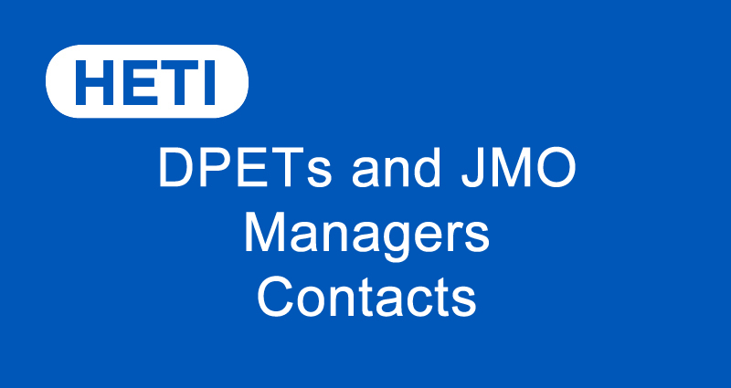 DPET and JMO Manager Contact Details